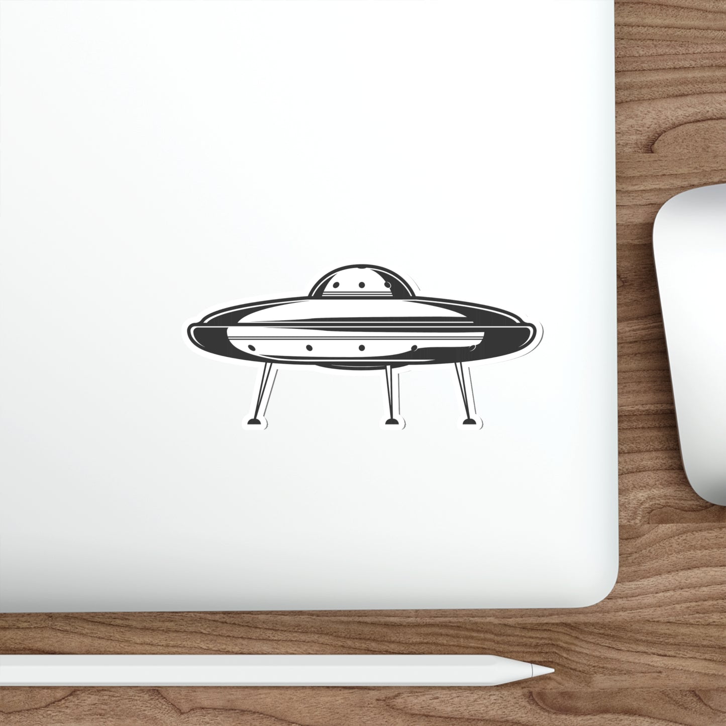 UFO LANDING GEAR Black and White Die-Cut Stickers Space Travel Sci-fi SkateBoard Bike Car Scooter Laptop Cell Phone Water Bottle