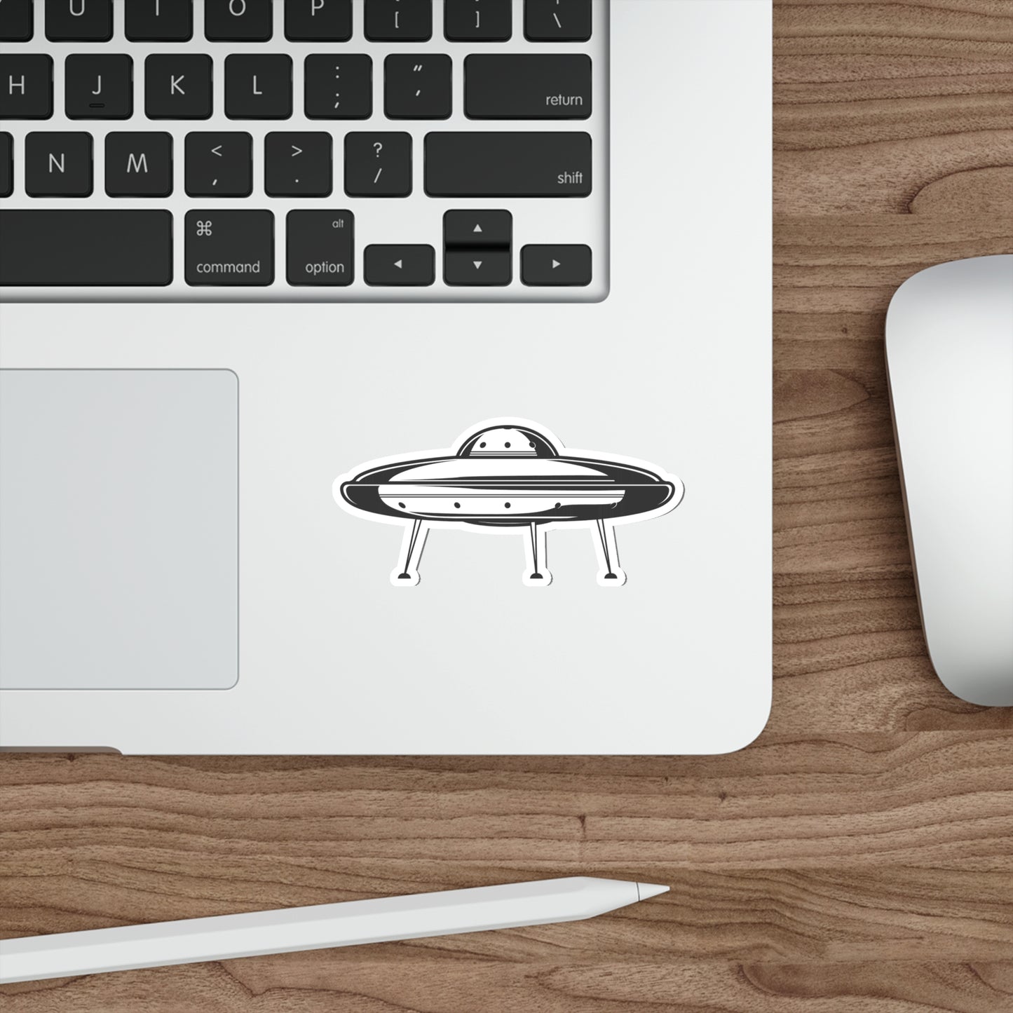 UFO LANDING GEAR Black and White Die-Cut Stickers Space Travel Sci-fi SkateBoard Bike Car Scooter Laptop Cell Phone Water Bottle