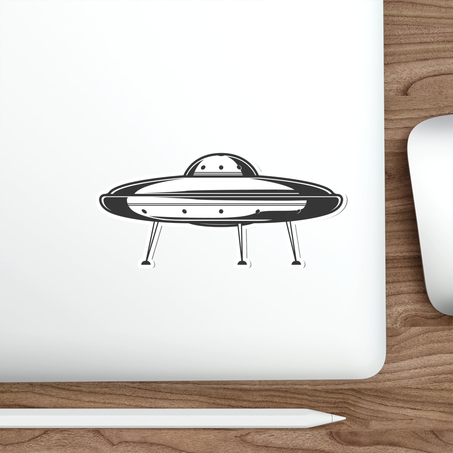 UFO LANDING GEAR Black and White Die-Cut Stickers Space Travel Sci-fi SkateBoard Bike Car Scooter Laptop Cell Phone Water Bottle