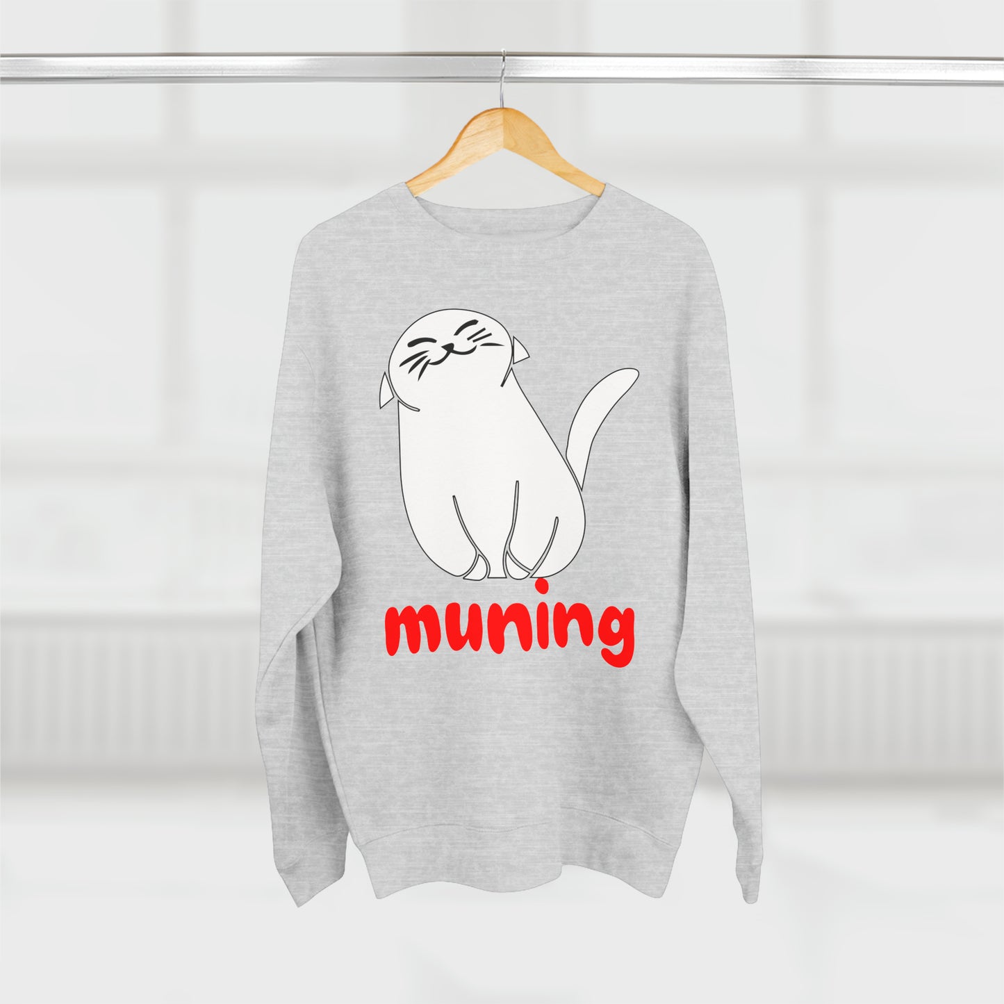 MUNING Unisex Premium Crewneck Sweatshirt | Cats | Cat lover | Filipino | Tagalog