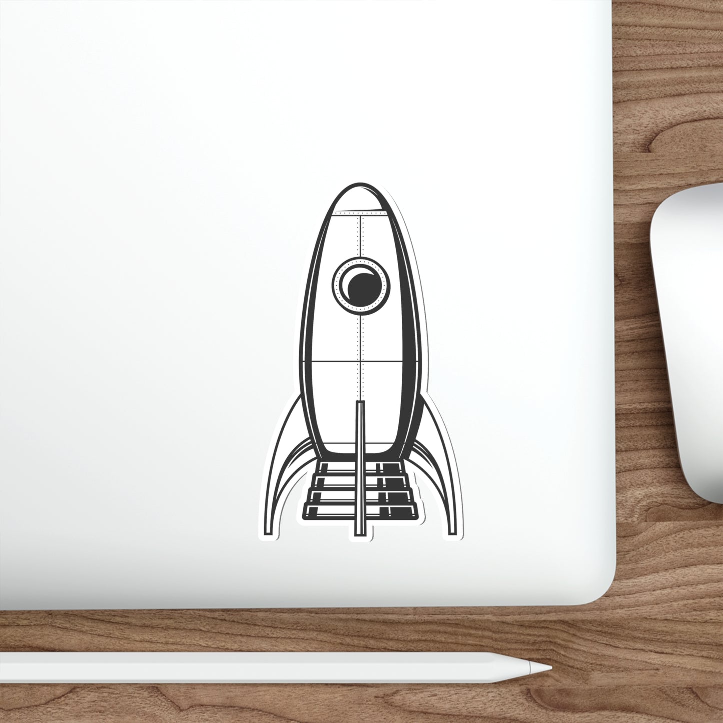 ROCKETSHIP Black and White Die-Cut Stickers | Space Travel | Sci-fi | SkateBoard | Bike | Car | Scooter | Laptop | Cell Phone | Water Bottle