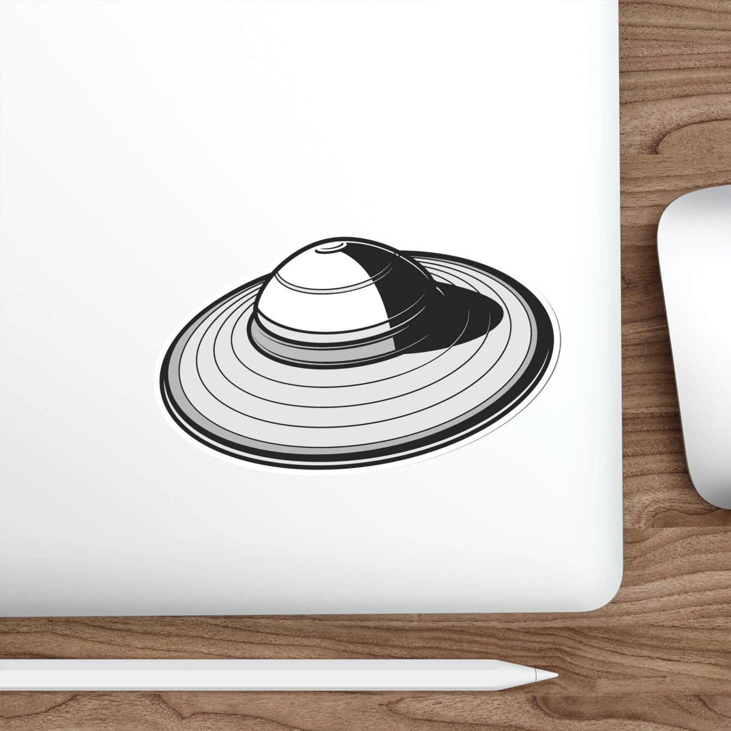UFO Black and White Die-Cut Stickers UFO Space Ship Sticker Space Travel Sci-fi SkateBoard Bike Car Scooter Laptop Cell Phone Water Bottle