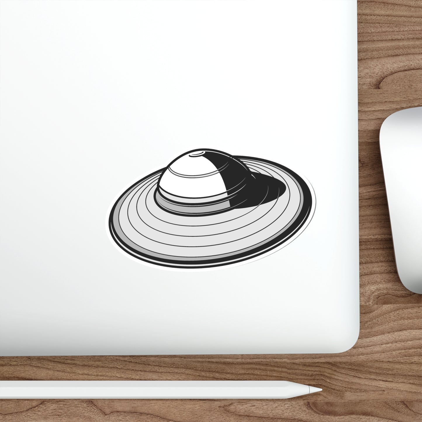UFO Black and White Die-Cut Stickers UFO Space Ship Sticker Space Travel Sci-fi SkateBoard Bike Car Scooter Laptop Cell Phone Water Bottle