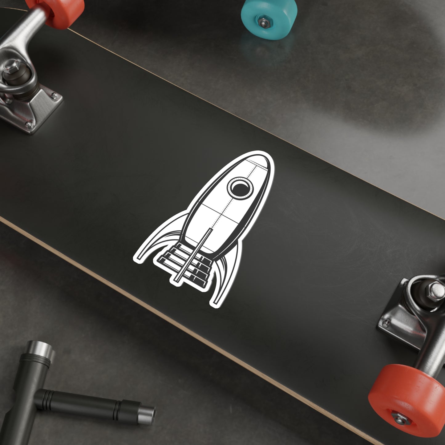 ROCKETSHIP Black and White Die-Cut Stickers | Space Travel | Sci-fi | SkateBoard | Bike | Car | Scooter | Laptop | Cell Phone | Water Bottle