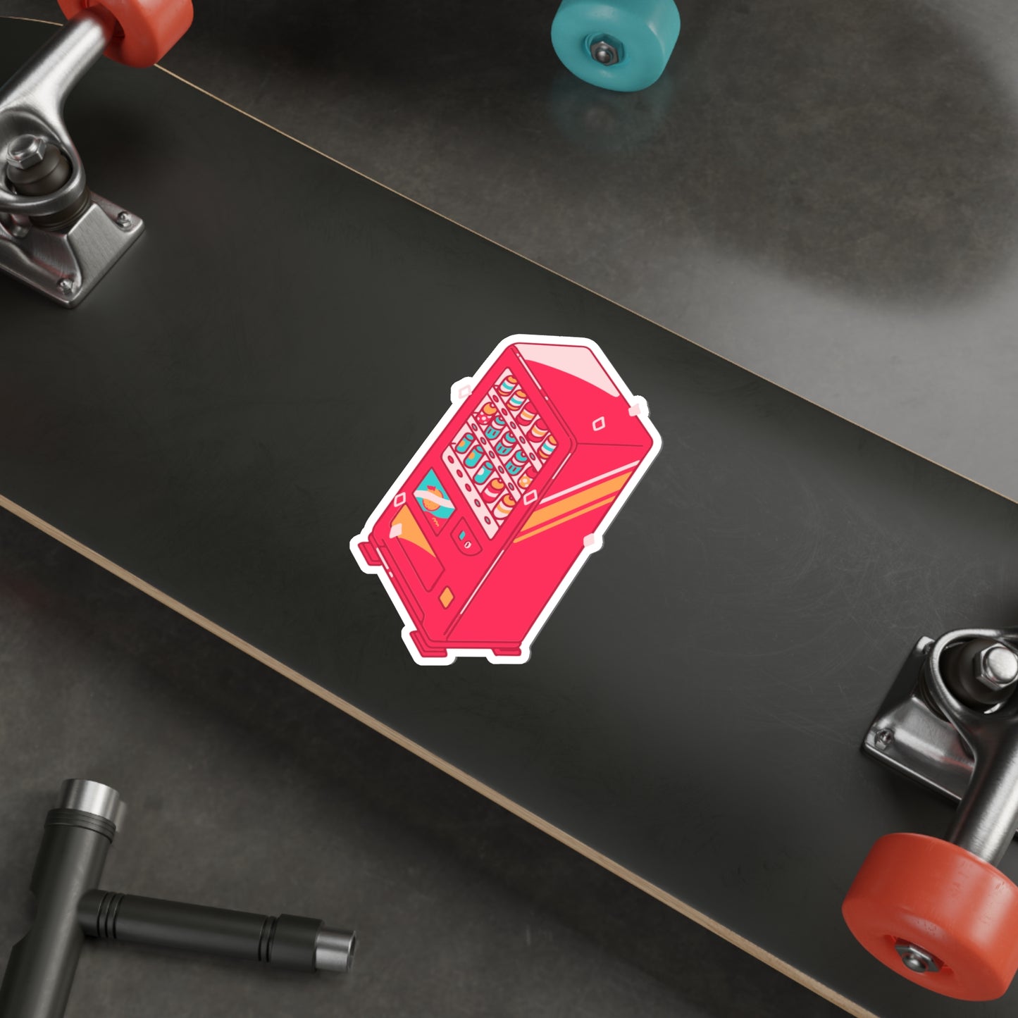 RED VENDING MACHINE Die-Cut Stickers Stickers Laptop Car Skateboard Luggage Hydroflask Phone waterproof lunchbox stickers