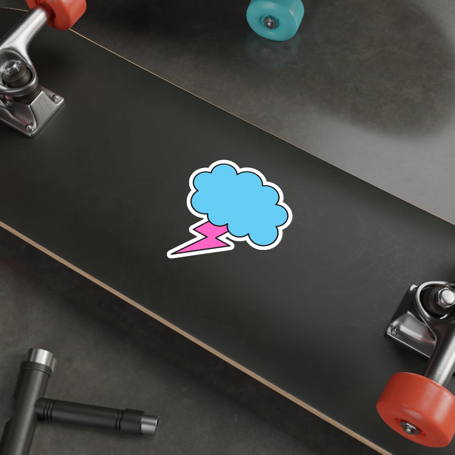 STORM CLOUD Pink Lightning Bolt Die-Cut Stickers|SkateBoard Sticker|Bike Sticker|Laptop Sticker Cell Phone|Water Bottle Sticker