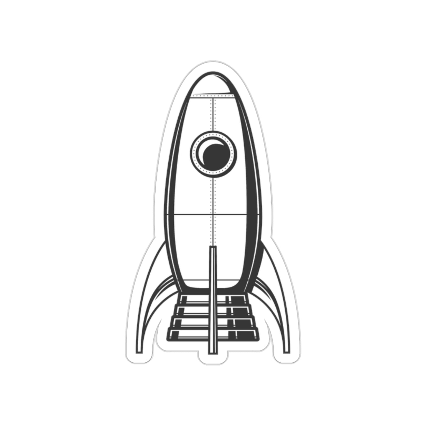 ROCKETSHIP Black and White Die-Cut Stickers | Space Travel | Sci-fi | SkateBoard | Bike | Car | Scooter | Laptop | Cell Phone | Water Bottle