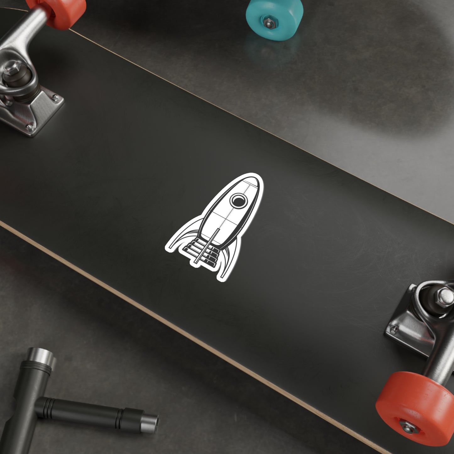 ROCKETSHIP Black and White Die-Cut Stickers | Space Travel | Sci-fi | SkateBoard | Bike | Car | Scooter | Laptop | Cell Phone | Water Bottle
