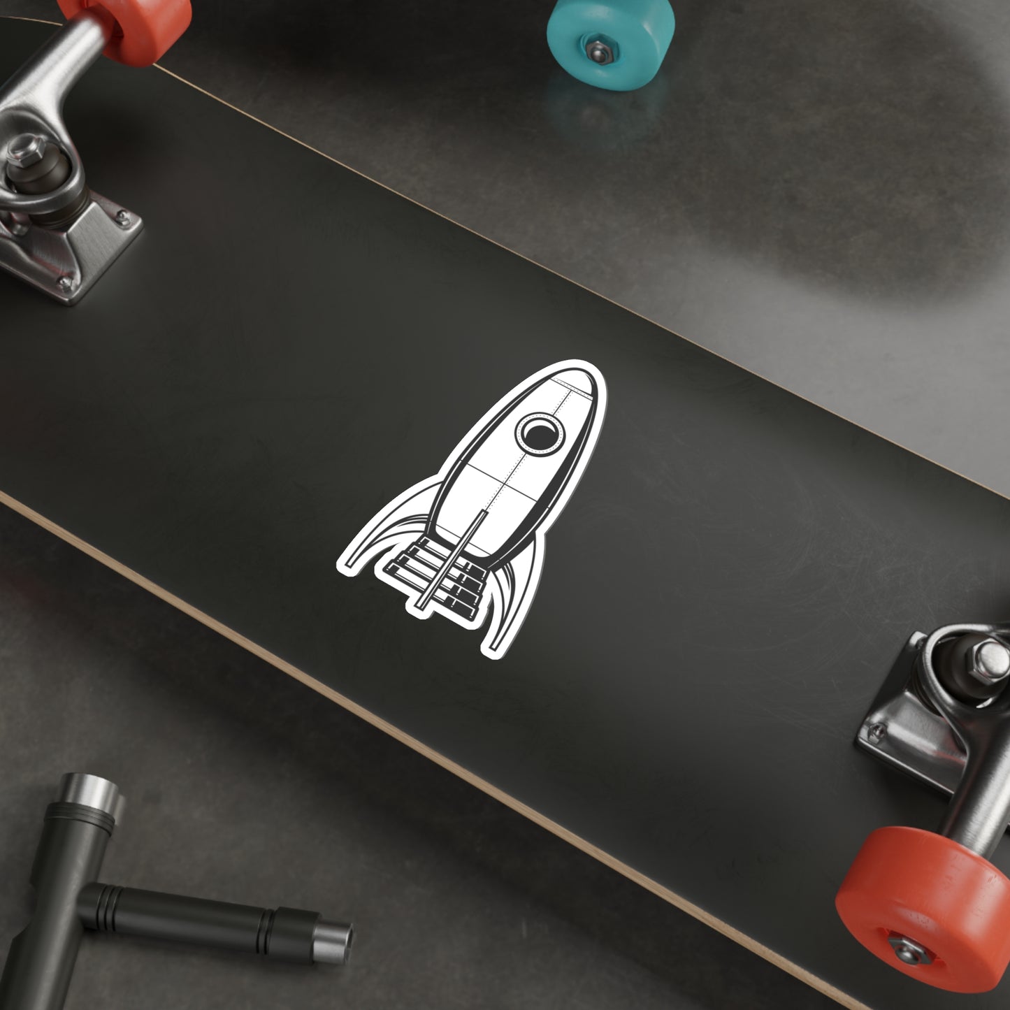ROCKETSHIP Black and White Die-Cut Stickers | Space Travel | Sci-fi | SkateBoard | Bike | Car | Scooter | Laptop | Cell Phone | Water Bottle