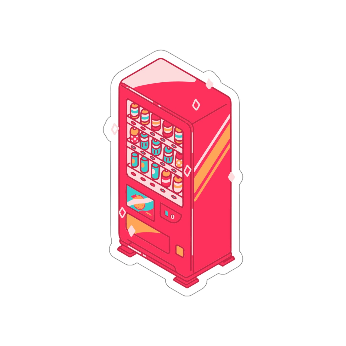 RED VENDING MACHINE Die-Cut Stickers Stickers Laptop Car Skateboard Luggage Hydroflask Phone waterproof lunchbox stickers