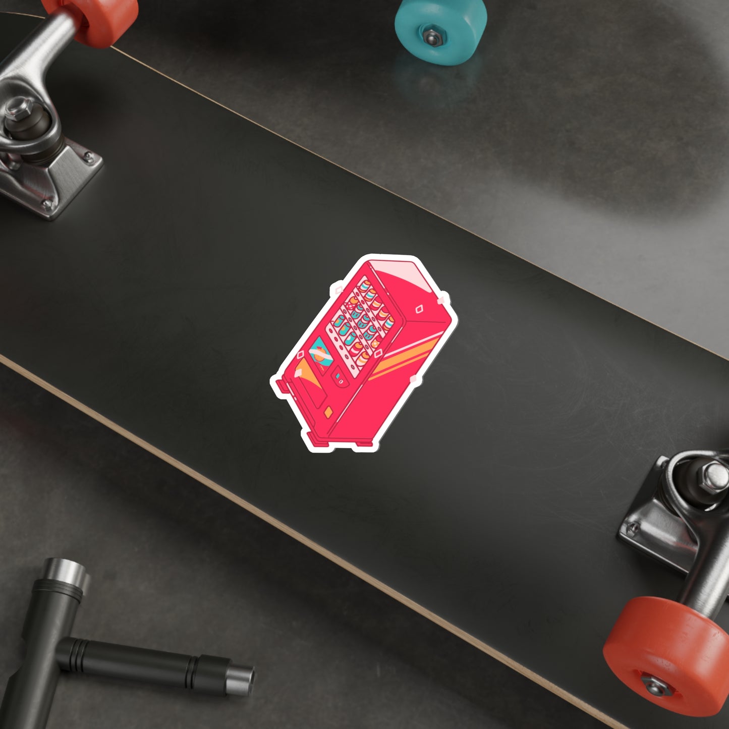 RED VENDING MACHINE Die-Cut Stickers Stickers Laptop Car Skateboard Luggage Hydroflask Phone waterproof lunchbox stickers