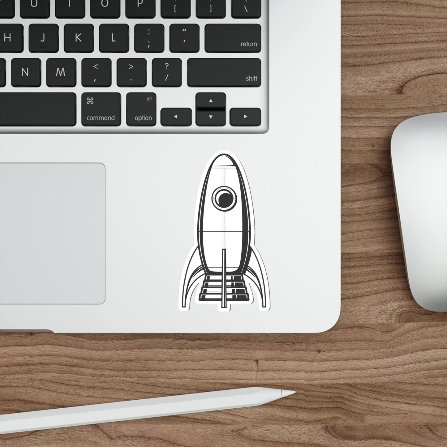 ROCKETSHIP Black and White Die-Cut Stickers | Space Travel | Sci-fi | SkateBoard | Bike | Car | Scooter | Laptop | Cell Phone | Water Bottle
