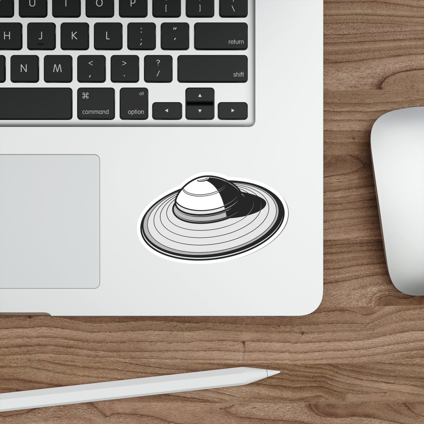 UFO Black and White Die-Cut Stickers UFO Space Ship Sticker Space Travel Sci-fi SkateBoard Bike Car Scooter Laptop Cell Phone Water Bottle