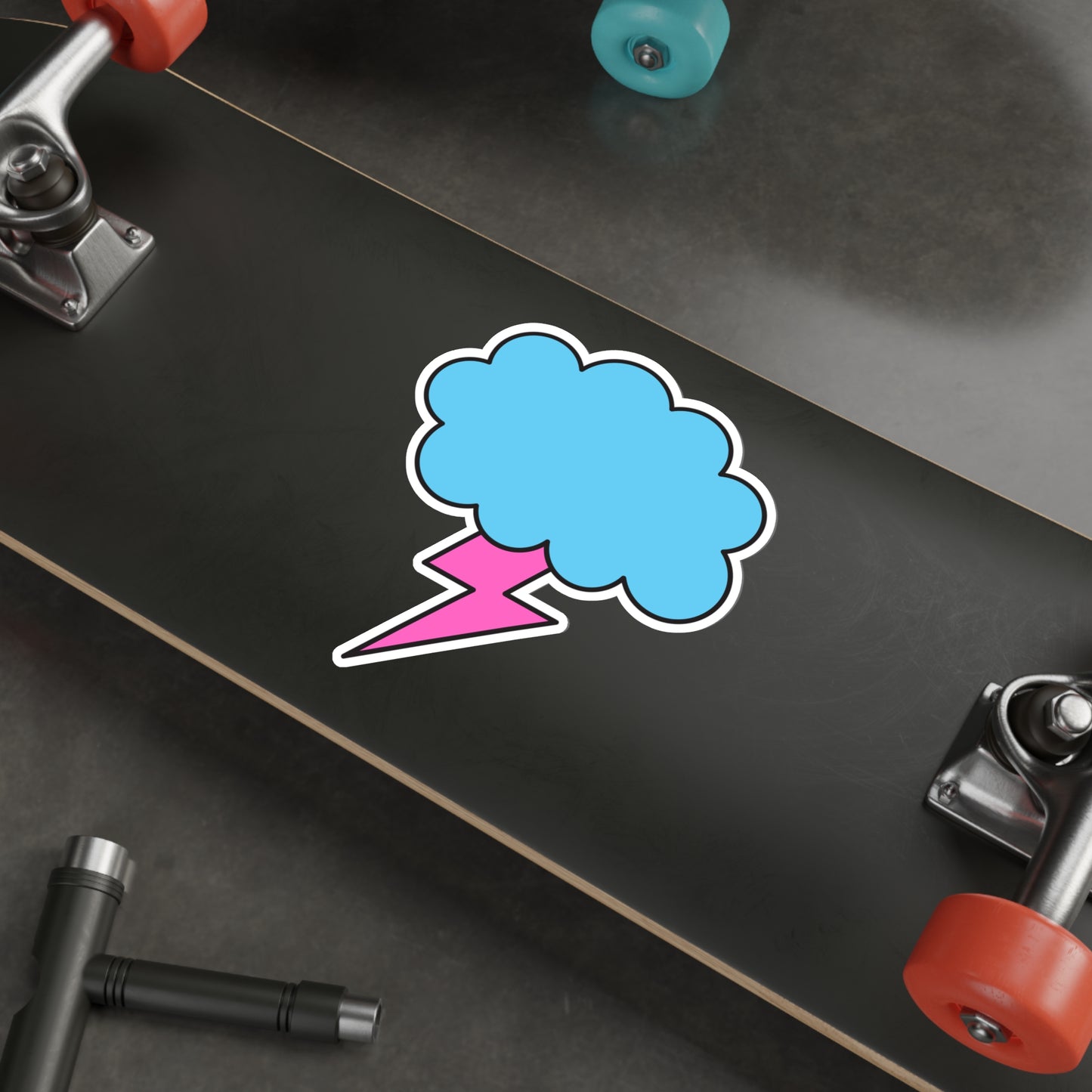 STORM CLOUD Pink Lightning Bolt Die-Cut Stickers|SkateBoard Sticker|Bike Sticker|Laptop Sticker Cell Phone|Water Bottle Sticker
