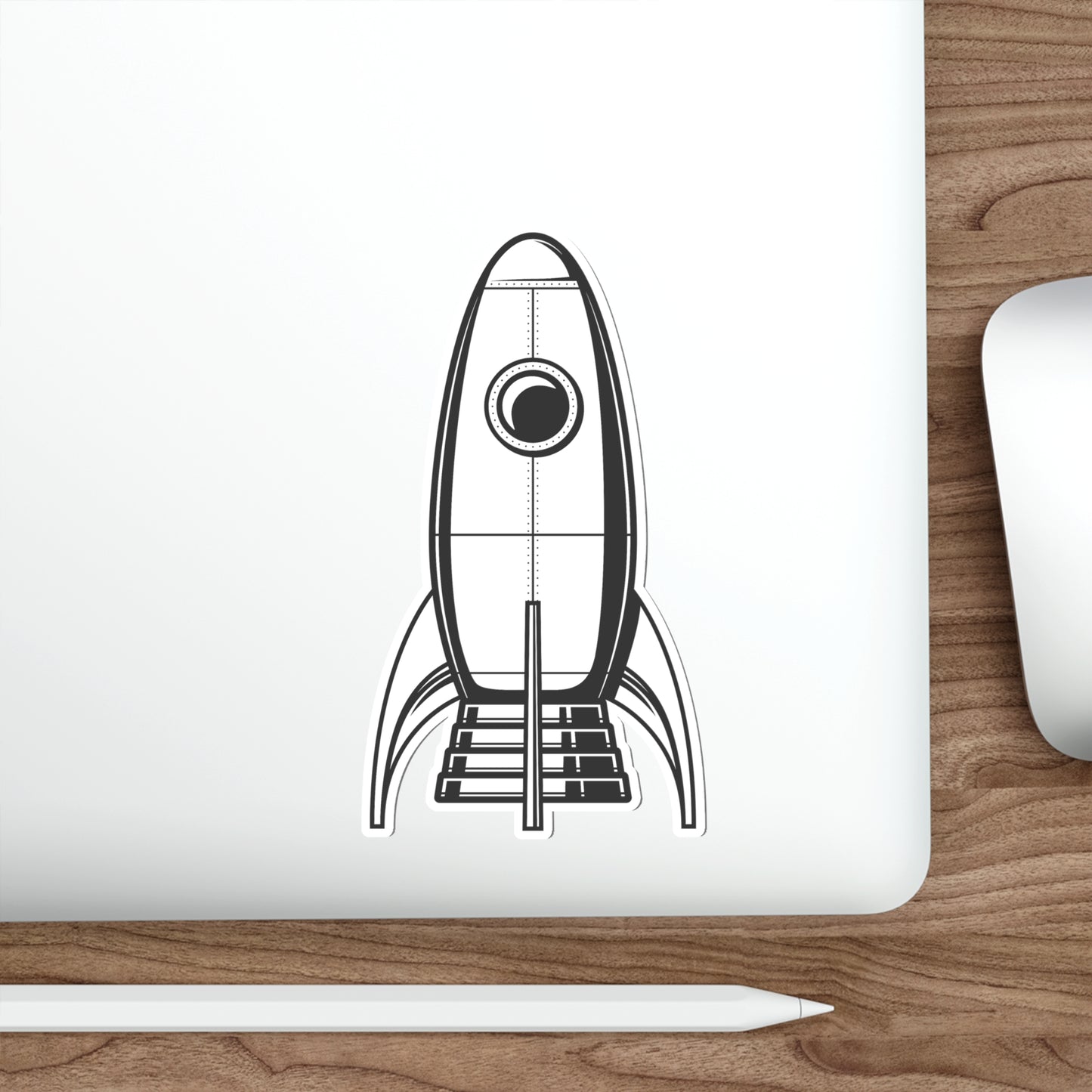 ROCKETSHIP Black and White Die-Cut Stickers | Space Travel | Sci-fi | SkateBoard | Bike | Car | Scooter | Laptop | Cell Phone | Water Bottle