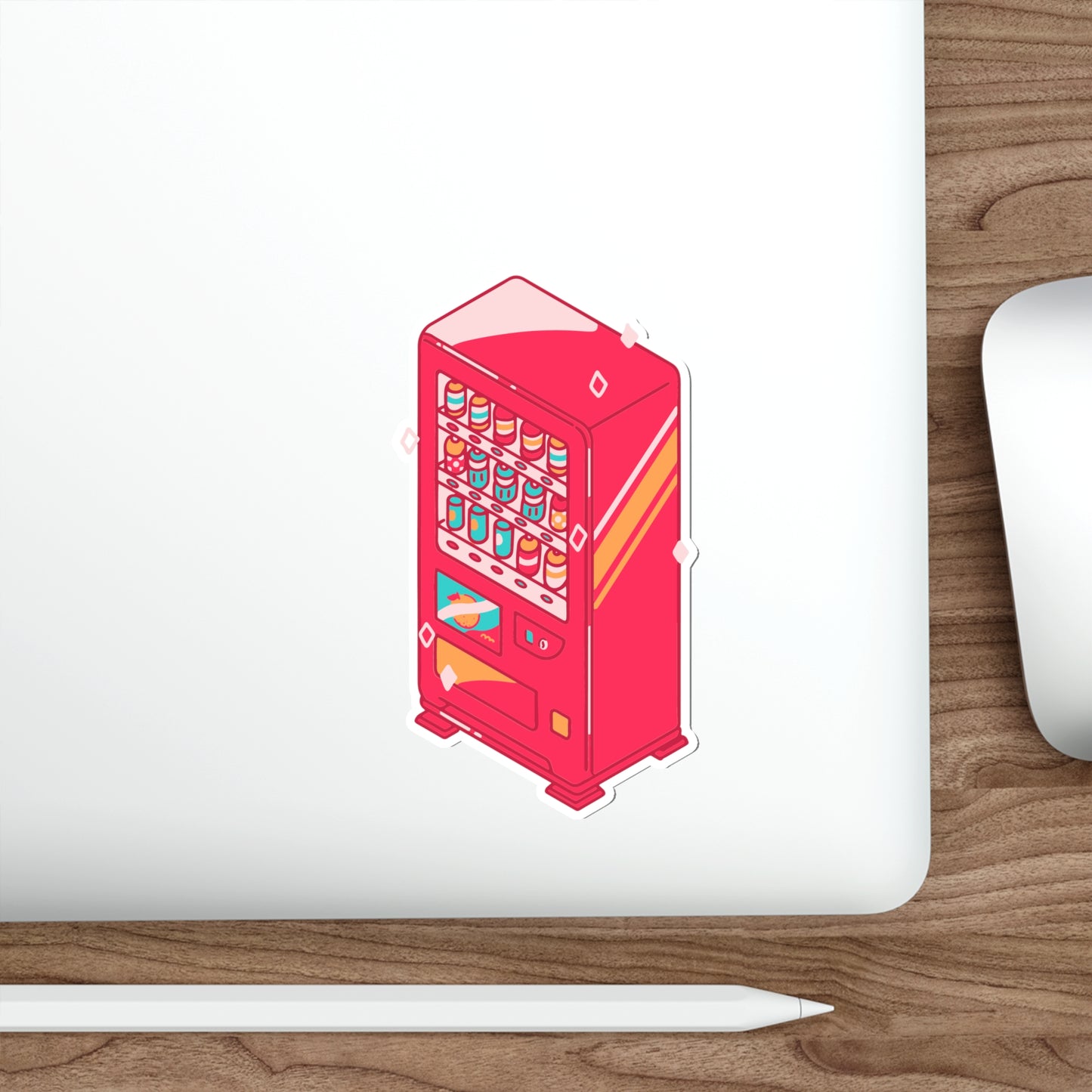 RED VENDING MACHINE Die-Cut Stickers Stickers Laptop Car Skateboard Luggage Hydroflask Phone waterproof lunchbox stickers