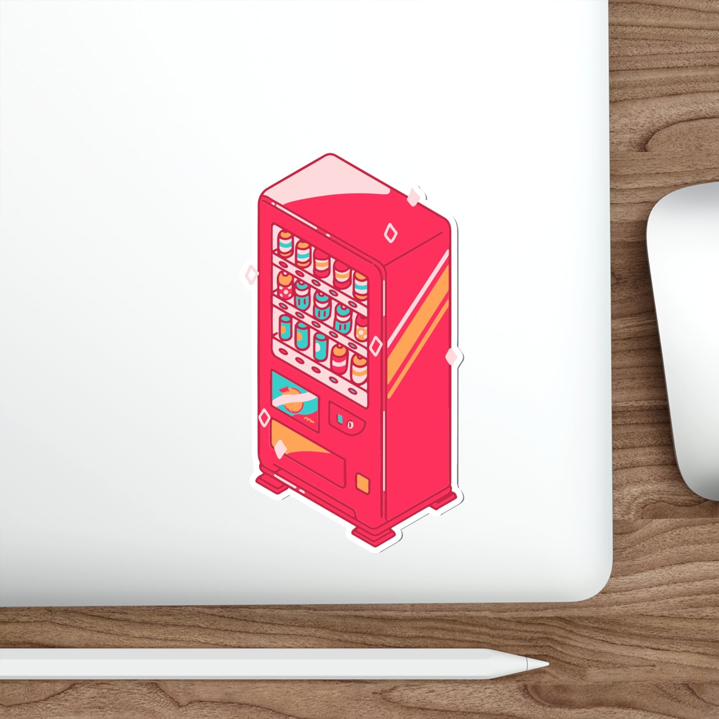 RED VENDING MACHINE Die-Cut Stickers Stickers Laptop Car Skateboard Luggage Hydroflask Phone waterproof lunchbox stickers