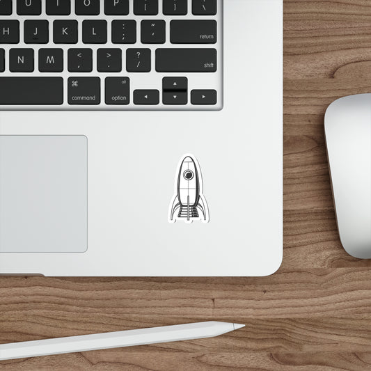 ROCKETSHIP Black and White Die-Cut Stickers | Space Travel | Sci-fi | SkateBoard | Bike | Car | Scooter | Laptop | Cell Phone | Water Bottle