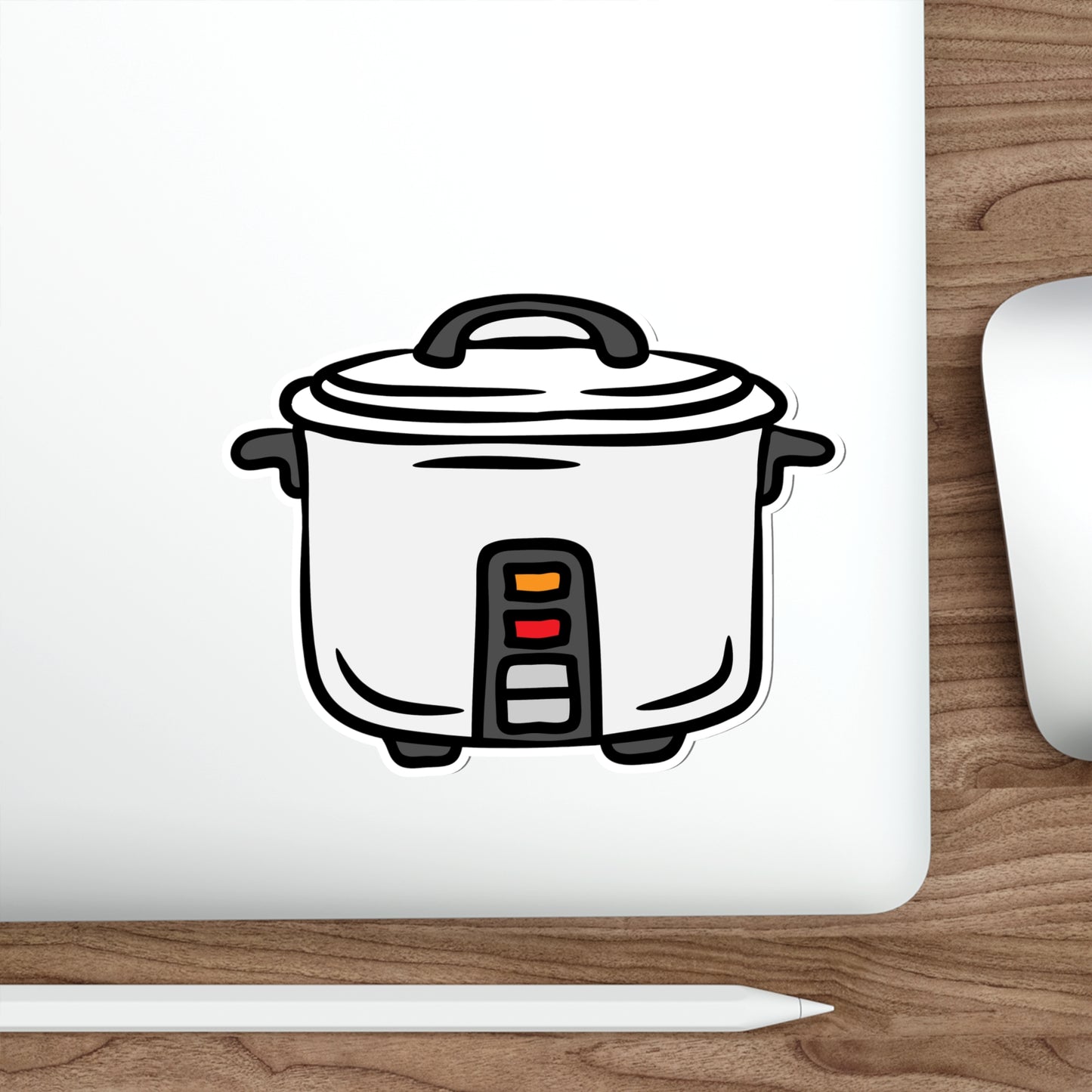 RICE COOKER WHITE Die-Cut Stickers SkateBoard Bike Scooter Car Laptop Cell Phone Water Bottle