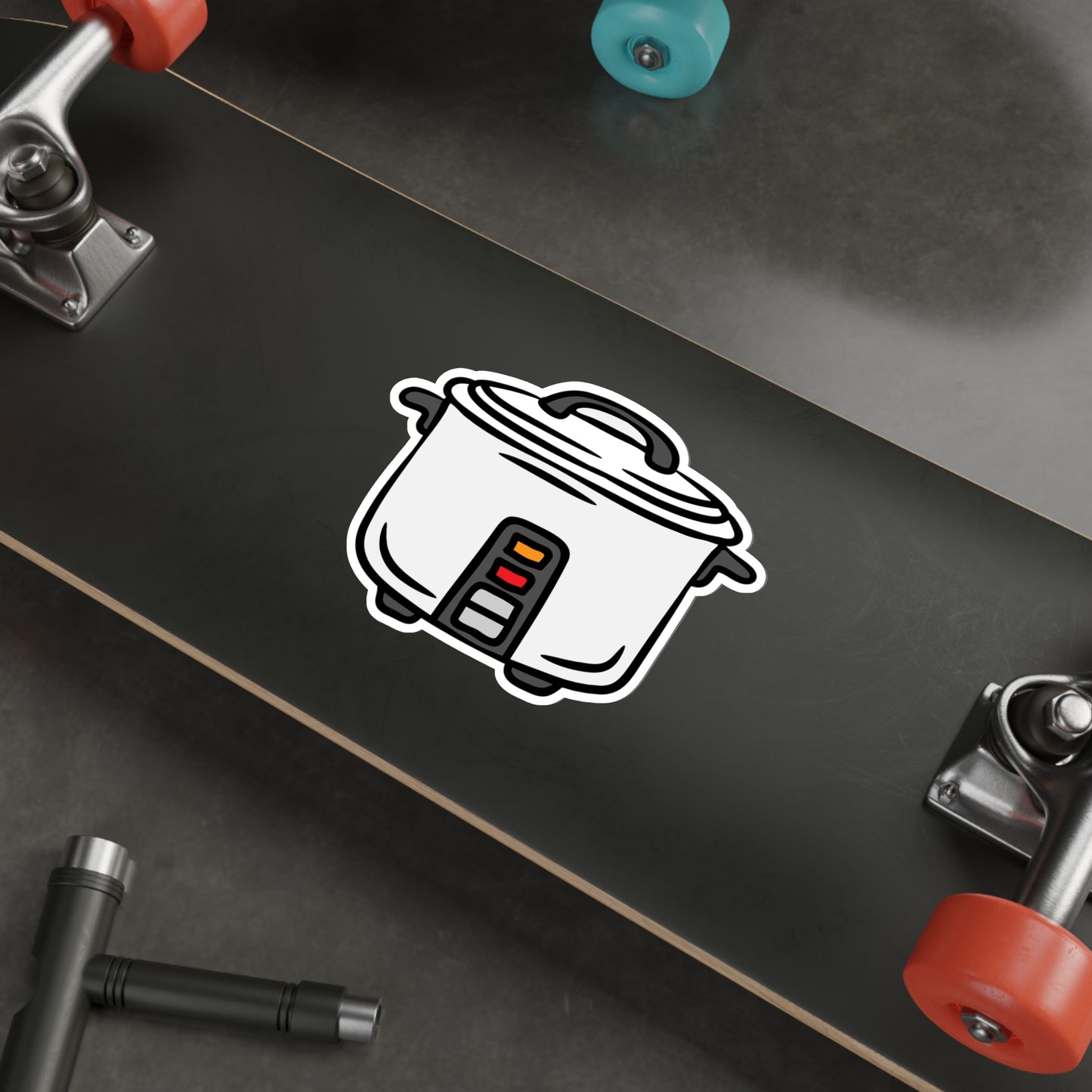 RICE COOKER WHITE Die-Cut Stickers SkateBoard Bike Scooter Car Laptop Cell Phone Water Bottle