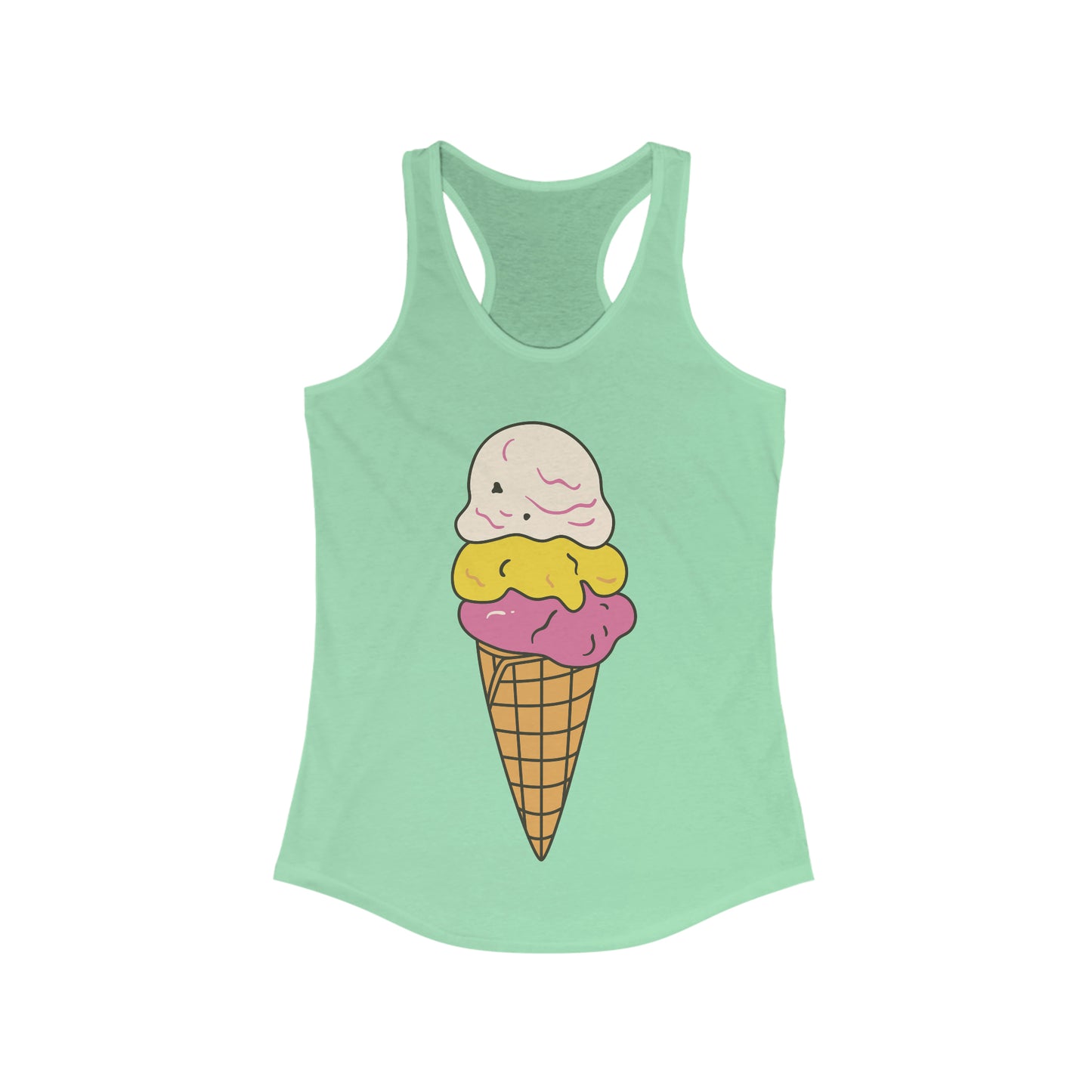 SORBETES TANK Women's Ideal Racerback Tank Ice Cream Tank Top Yoga Pilates Gym Spin Hike Jog Run