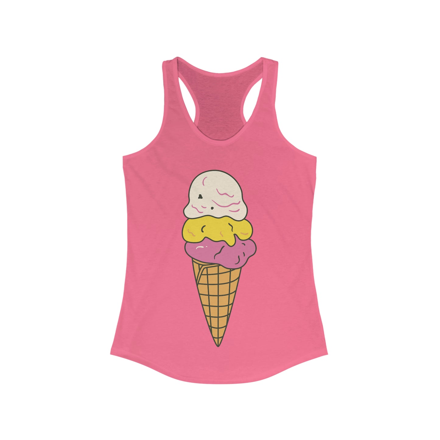 SORBETES TANK Women's Ideal Racerback Tank Ice Cream Tank Top Yoga Pilates Gym Spin Hike Jog Run